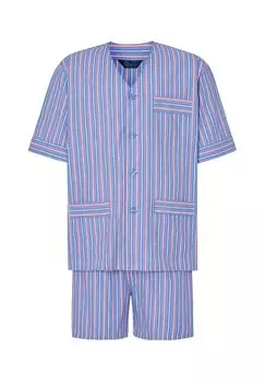 Мужская короткая синяя пижама из поплина в полоску для дзюдо El Bho NOCTURNO, синий