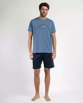 Мужская короткая синяя трикотажная пижама Admas, синий
