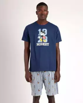Мужская короткая синяя трикотажная пижама Disney, синий