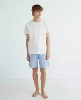 Мужская короткая смешанная пижама Dustin, тёмно-синий