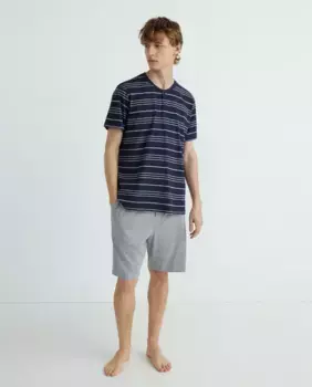 Мужская короткая трикотажная пижама Dustin, тёмно-синий
