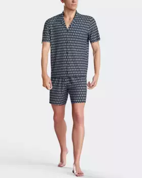 Мужская короткая трикотажная пижама синего цвета Impetus, тёмно-синий