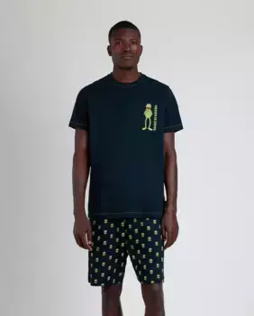 Мужская короткая трикотажная пижама темно-синего цвета Disney, тёмно-синий