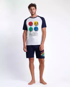 Мужская короткая трикотажная пижама темно-синего цвета Disney, тёмно-синий