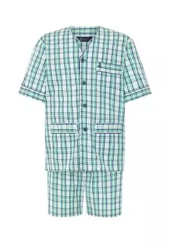 Мужская короткая зеленая пижама из поплина для дзюдо в клетку El Bho NOCTURNO, зеленый