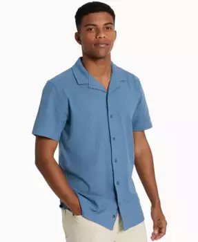Мужская короткорукавная рубашка-кемпер из пике Kenneth Cole, синий