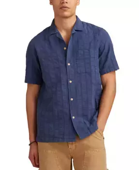 Мужская короткорукавная рубашка-кемпер из пике с пуговицами спереди Lucky Brand, синий