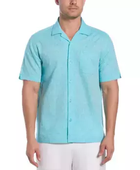 Мужская короткорукавная рубашка на пуговицах из льняной смеси с алмазным узором "добби" Cubavera, синий