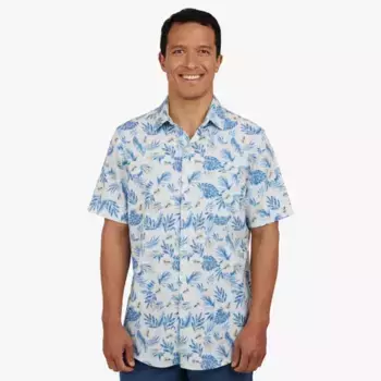 Мужская короткорукавная рубашка с пуговицами для активного отдыха Chaps, цвет crystal blue