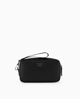 Мужская косметичка из сафьяновой кожи с логотипом Emporio Armani, черный
