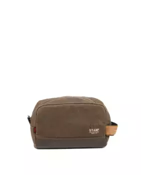 Мужская косметичка из вощеной парусины серо-коричневого цвета Stamp, цвет Topo