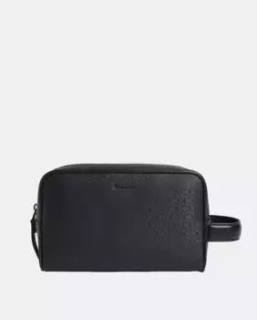 Мужская косметичка с монограммой Calvin Klein и короткой ручкой, черный