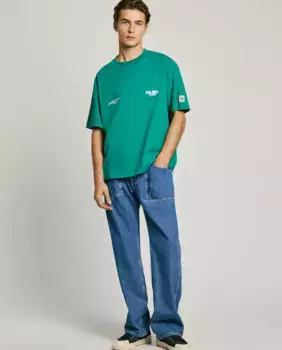 Мужская ковбойская рубашка свободного кроя с реверсивным дизайном Pepe Jeans, синий