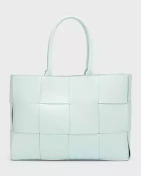 Мужская кожаная большая сумка Arco среднего размера East West Bottega Veneta, цвет Natural/Bl