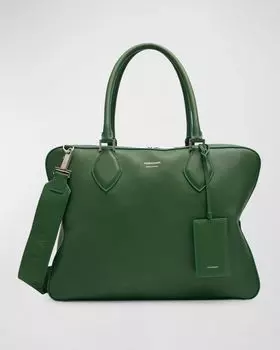 Мужская кожаная большая сумка со звездами Ferragamo, цвет Forest Gre