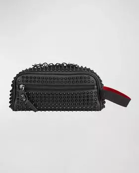 Мужская кожаная дорожная косметичка Blaster с шипами Christian Louboutin, цвет Black
