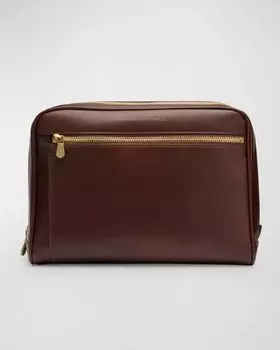 Мужская кожаная косметичка Brunello Cucinelli, цвет C8457 Burgundy