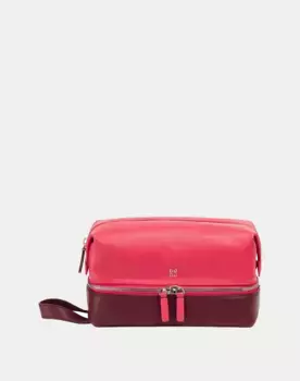 Мужская кожаная косметичка на молнии Dudu, коралловый