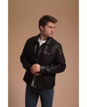 Мужская кожаная куртка, черная Furniq UK, черный