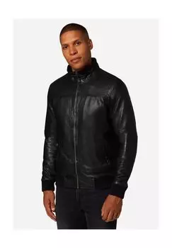 Мужская кожаная куртка Эмиль - блузон с воротником стойкой и внутренней вязкой RICANO, черный