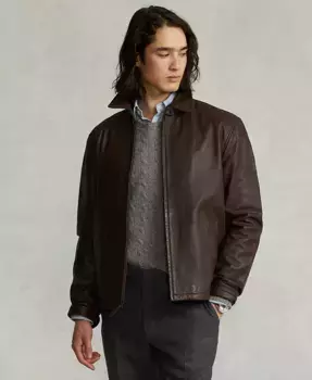 Мужская кожаная куртка Polo Ralph Lauren, коричневый
