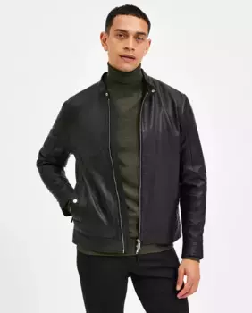 Мужская кожаная куртка Selected, черный