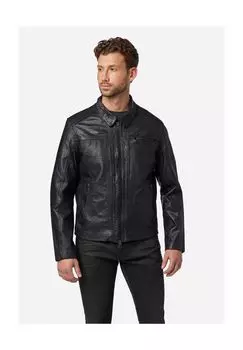 Мужская кожаная куртка Shelby – Классическая кожаная куртка с воротником-поло RICANO, черный