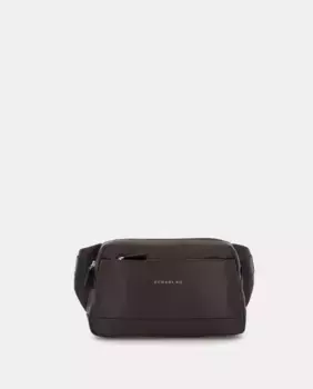 Мужская кожаная поясная сумка темно-коричневого цвета с передним карманом Scharlau, темно-коричневый