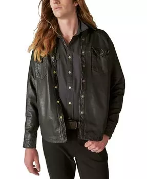 Мужская кожаная рубашка в стиле вестерн Lucky Brand, черный