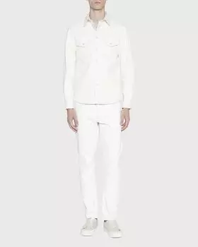 Мужская кожаная рубашка в стиле вестерн TOM FORD, цвет Ivory