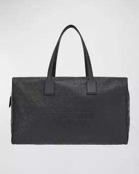 Мужская кожаная спортивная сумка Weekender с тиснением Gancini Ferragamo, цвет Nero