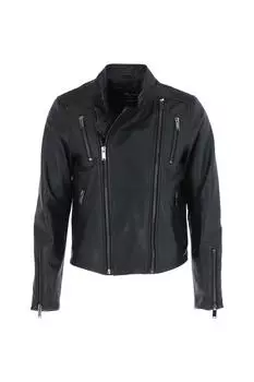 Мужская кожаная стильная байкерская куртка на молнии с двойной перекрестной молнией Rocco Ashwood Leather, черный