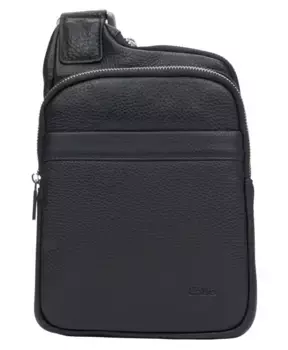 Мужская кожаная сумка через плечо с регулируемым ремнем. Estro, черный