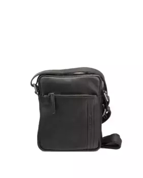 Мужская кожаная сумка через плечо среднего размера на молнии Privata, черный