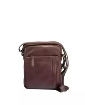 Мужская кожаная сумка через плечо среднего размера с застежкой-молнией Privata, коричневый