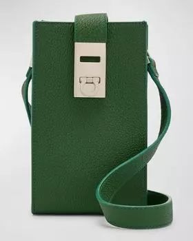 Мужская кожаная сумка через плечо Twins Gancio Ferragamo, цвет Forest Green