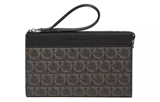 Мужская кожаная сумка с монограммой FERRAGAMO, черная, стандартная