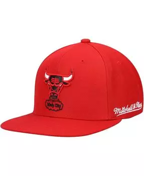 Мужская красная английская кепка Chicago Bulls с застежкой на спине Snapback Mitchell & Ness