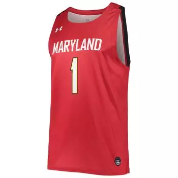 Мужская красная баскетбольная майка #1 Maryland Terrapins College Replica Under Armour