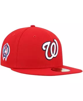 Мужская красная бейсболка Washington Nationals с боковой нашивкой в честь 11 сентября 59FIFTY. New Era