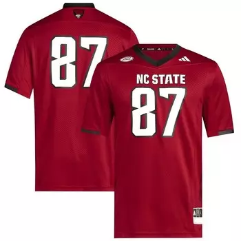 Мужская красная футболка adidas #87 NC State Wolfpack Premier Adidas, цвет Nst Red