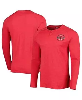 Мужская красная футболка Chicago Bulls Heathered Henley с длинным рукавом реглан и левой грудью Concepts Sport, красный