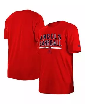 Мужская красная футболка для тренировки ватина Los Angeles Angels New Era, красный