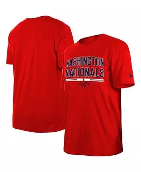 Мужская красная футболка для тренировки ватина Washington Nationals New Era, красный
