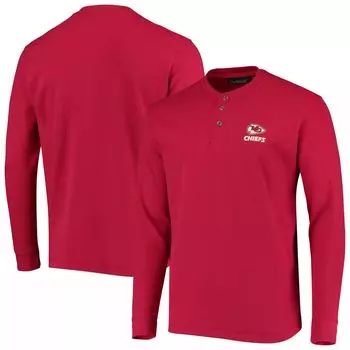 Мужская красная футболка Dunbrooke Kansas City Chiefs с логотипом Maverick Thermal Henley с длинными рукавами
