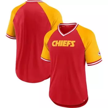 Мужская красная футболка Fanatics Kansas City Chiefs Second Wind реглан с v-образным вырезом