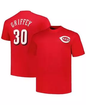 Мужская красная футболка Кена Гриффи Cincinnati Reds Big and Tall Cooperstown Collection с именем и номером игрока Profile, красный