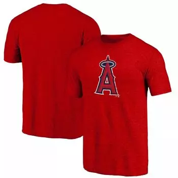 Мужская красная футболка Los Angeles Angels Weathered с официальным логотипом Tri-Blend Fanatics