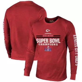 Мужская красная футболка Majestic Threads Kansas City Chiefs Super Bowl LVIII Champions Tri-Blend Hit с длинными рукавами, цвет Chf Red