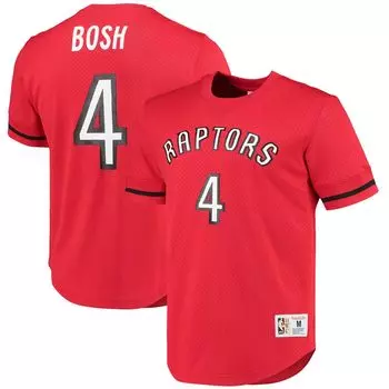Мужская красная футболка Mitchell & Ness Chris Bosh Toronto Raptors 2003 с именем и номером в сетку